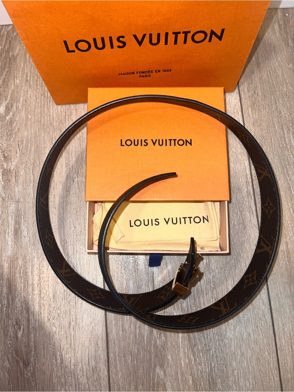 Louis Vuitton Black Leather Belt with Gold LV Buckle - Picture 3 of 5